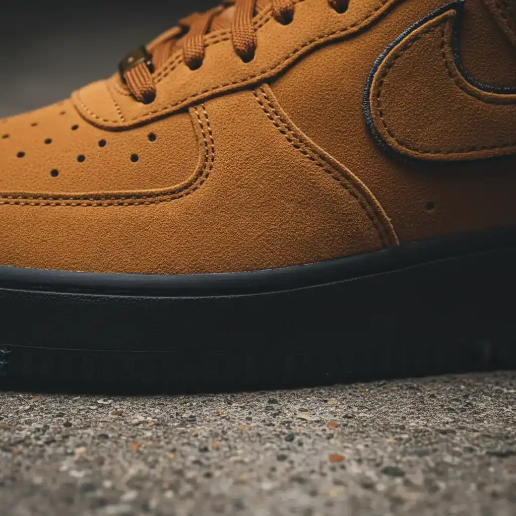 Air Force 1 sole on concrete, macro
