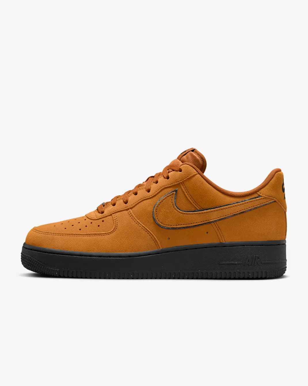 Plain packshot of a tan Air Force 1 on white