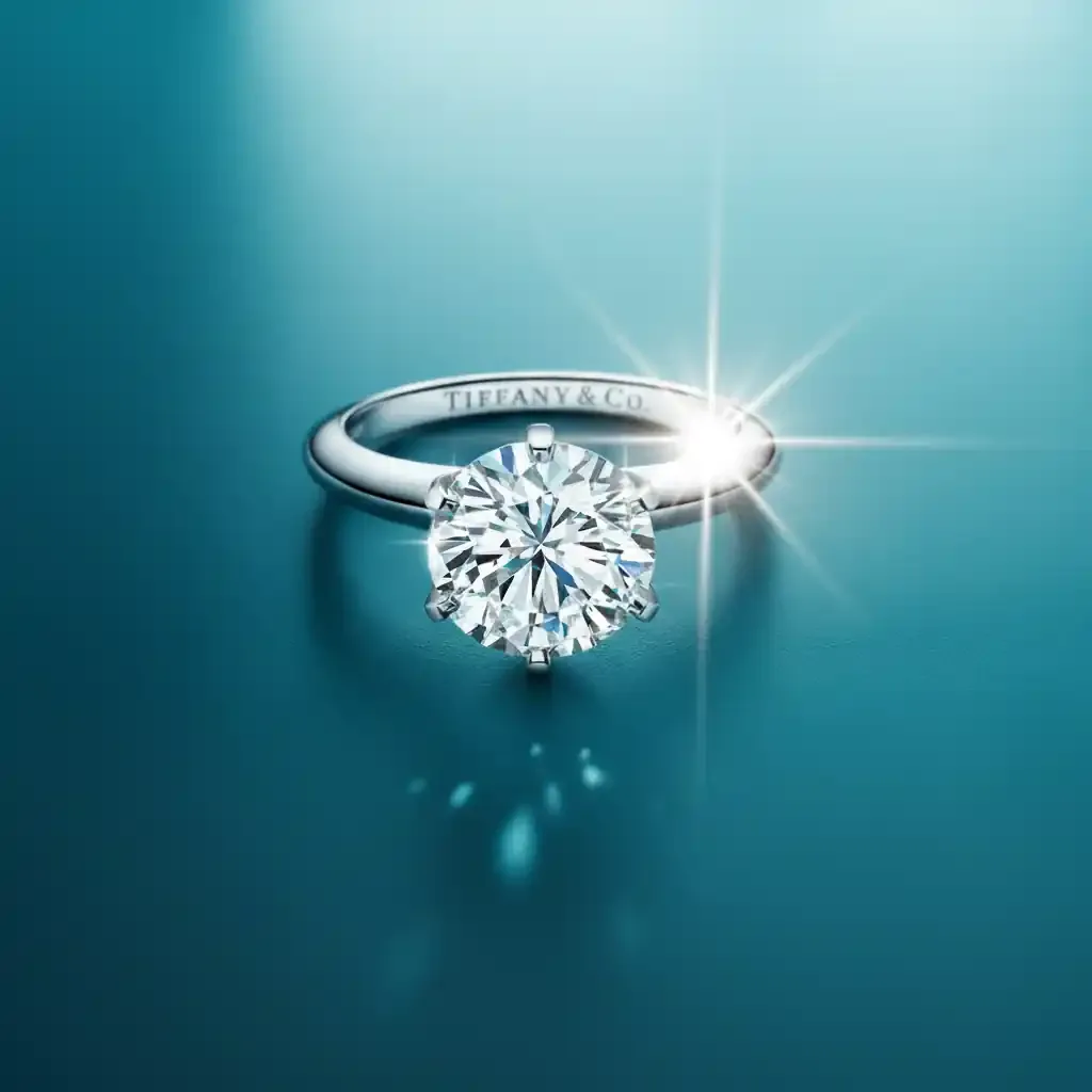 Solitaire ring on teal light